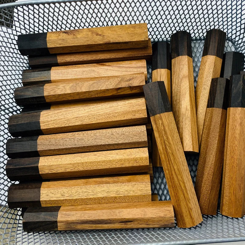 1PC Octagonal Red Kibao Ebony Wood Handle 115mm, DIY for Japanese Style Kitchen & Sashimi Knives