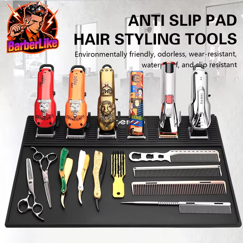 Barber Mats Barber Tools Storage Mat Barbershop NonSlip Magnetic Silicone Cushion Tray Storage Heat Insulation Working Pad ﻿