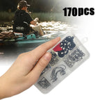 170-410pcs Professional Fishing Kit with Tackle Box, Hooks Sinkers Swivels for Bass Trout Saltwater Fishing Complete Lure Set