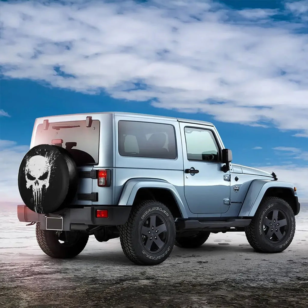 Skeleton Skull Spare Tire Cover Weatherproof Dust-Proof Heavy Metal Wheel Covers for Jeep Pajero 14" 15" 16" 17" Inch