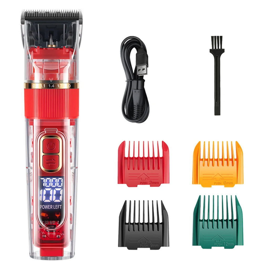 USB Rechargeable Pet Hair Clipper Set, Silent Electric Dog & Cat Grooming Trimmer - Black