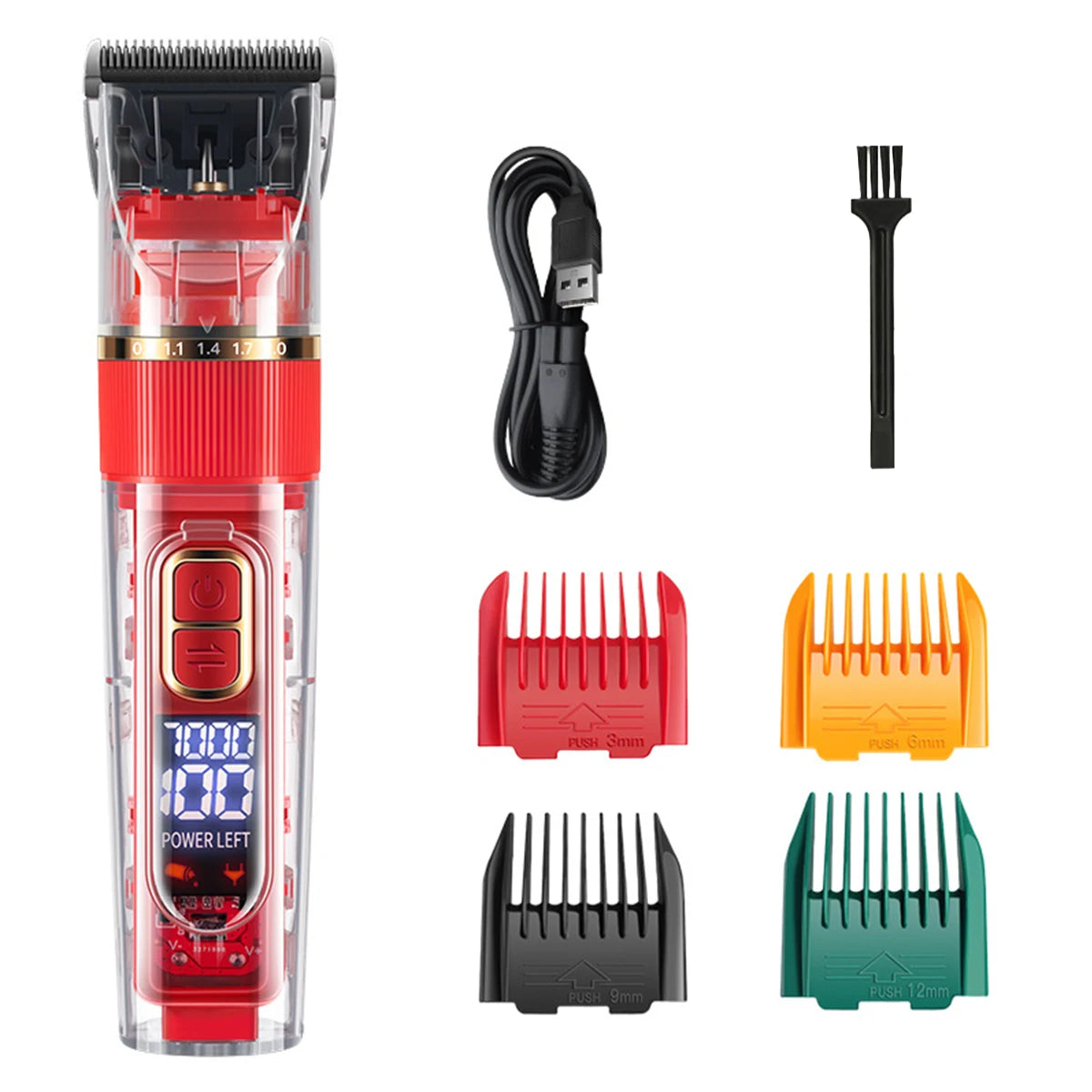 USB Rechargeable Pet Hair Clipper Set, Silent Electric Dog & Cat Grooming Trimmer - Black