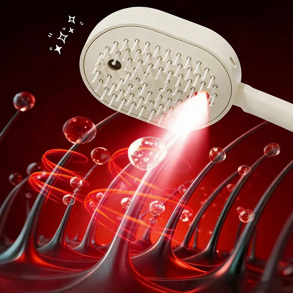 Electric spray massage hair comb with oil applicator, anti-static self-cleaning, 1pc