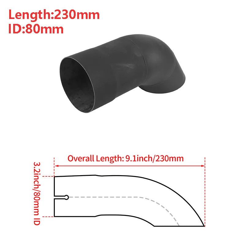 X Autohaux 51mm ID Inlet Turn Down Exhaust Tip T304 Stainless Steel Mandrel Bend Elbow Tube 230mm Length 125 Degree for Car