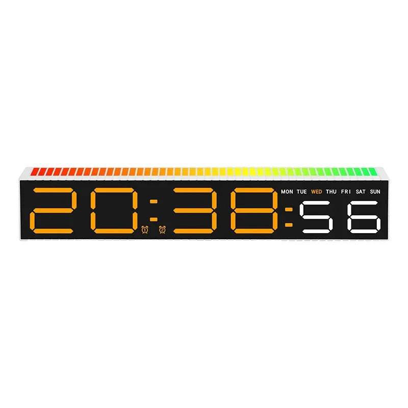 LED Alarm Clock with Rhythm Light Bar Colorful Table Clock with 3 Levels Brightness Adjustable RGB Colorful Electronic Clock