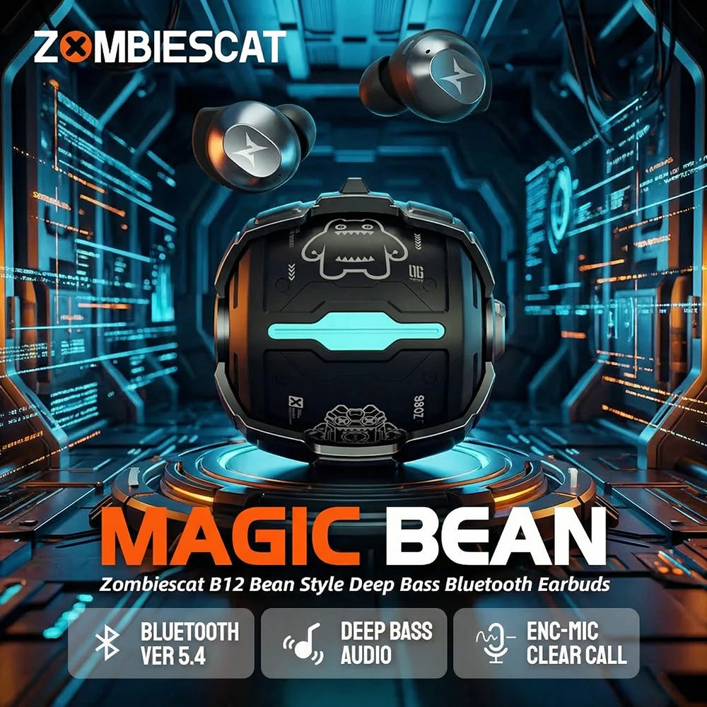 Zombiescat B12 TWS Wireless Earbuds Invisible in-Ear Bluetooth 5.4 Earphones Rotating Flip-Top Design Bluetooth Sports Headphone
