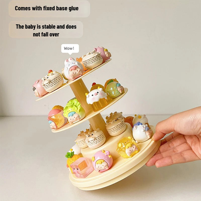 Rotating Display Cabinet for Figures Acrylic Transparent Mini Figure Display Case Stackable Organizer for Collectibles Blind Box