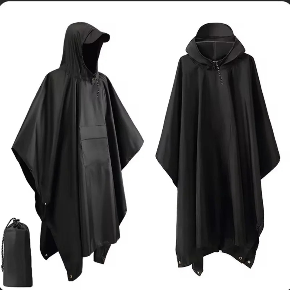 3-in-1 Waterproof Outdoor Rain Poncho Cover, Lightweight Hiking Travel Raincoat - Multiple Colors
