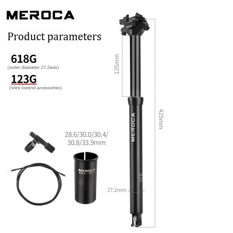MEROCA MTB Dropper Seatpost 27.2/30.9/31.6mm Telescopic Seat Post Wire Control Adjustable Bicycle Seat Tube Cycling Accessories