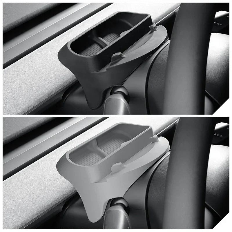 For New Tesla Model Y Juniper 2025 Model 3+ Highland 2024 Steering Wheel Silicone SunGlasses Case Mobile Phone Holder Storage