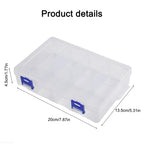 Plastic Tool Storage Box Organizer, Adjustable 8-Compartment Grid, 20x13.5x4.5cm