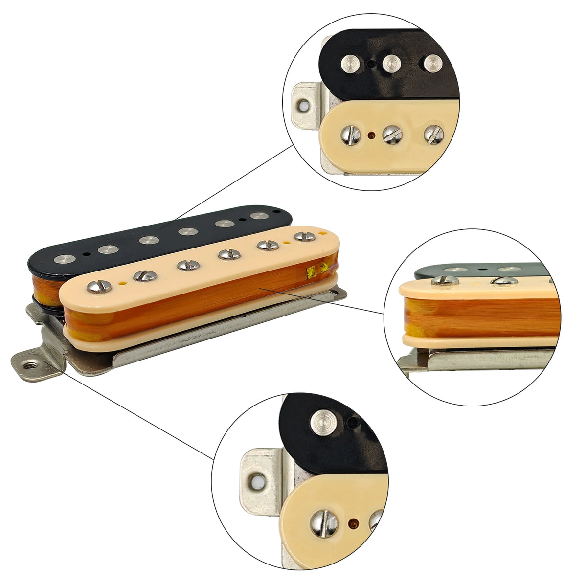 Phrilam Pro HH High output Alnico5 6 non &6 adjustable Humbucker Neck/50mm7.6K  Bridge/52mm Pickups8.8/16.5K for Electric Guitar