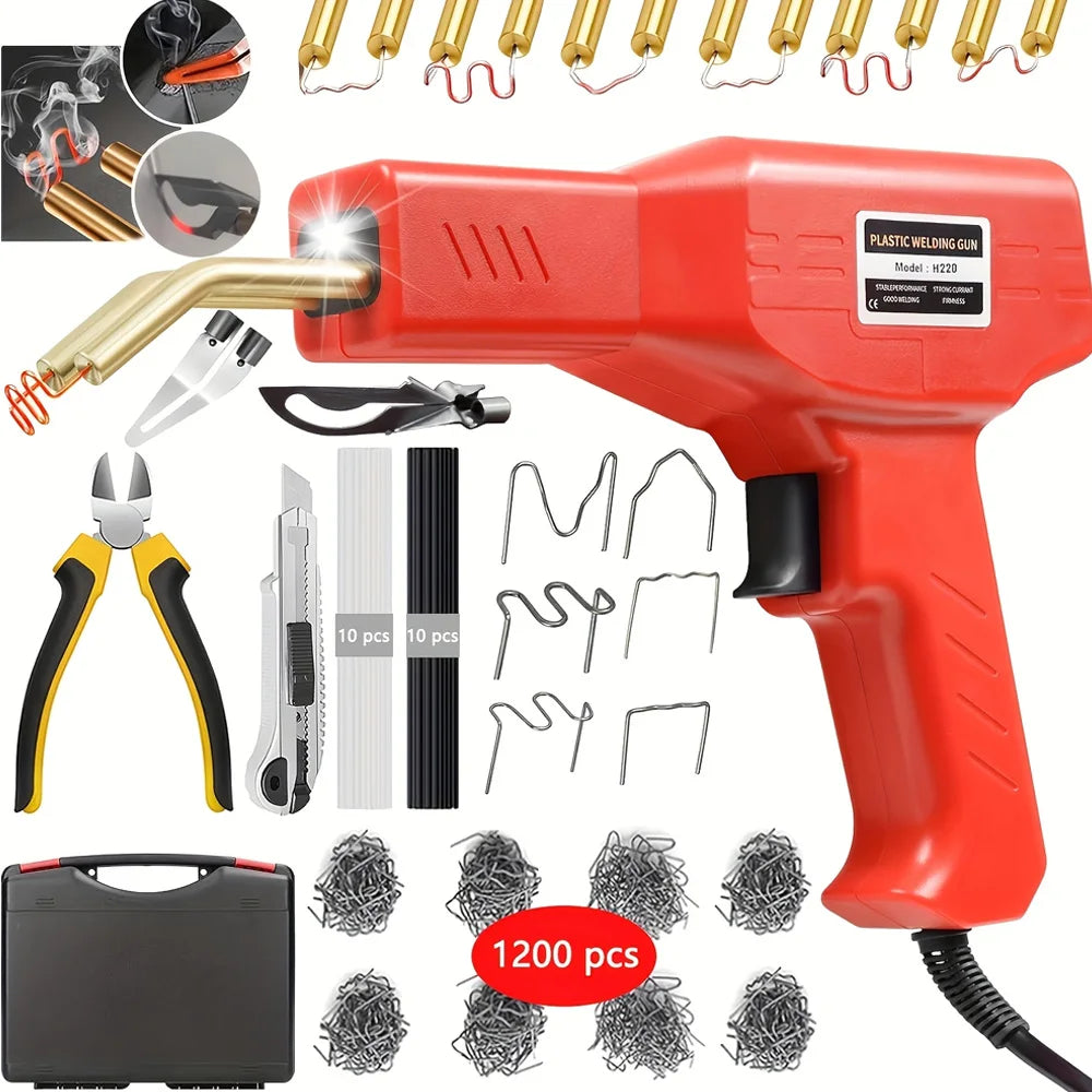 Upgraded 220W / 50W Plastic Welder 2 in 1 Plastic Welding Kit Hot Stapler Soldering Gun Car Bumper Repair Kit for Plastic Repair