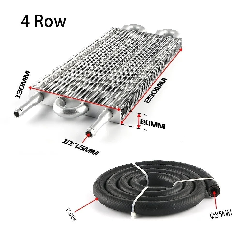 Universal transmission oil cooler kit aluminum radiator with hose, 10 row black