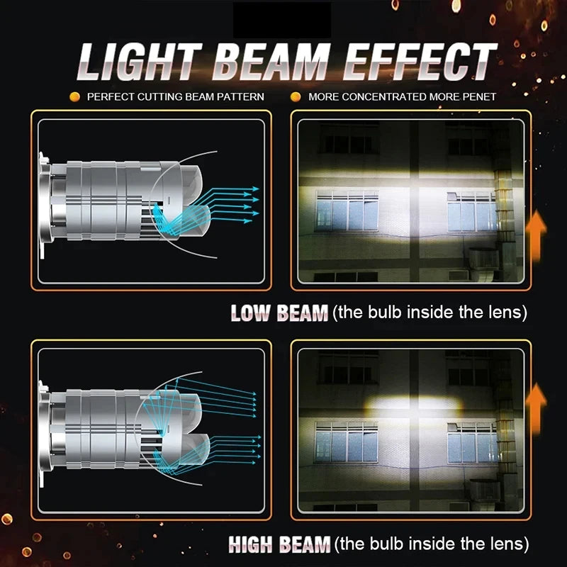 H4 LED Projection Lens Bulbs 800000LM Super Bright With Fan Plug And Play H4 Led Car Motorcycle Headlight CANBUS Auto Lamps 12V