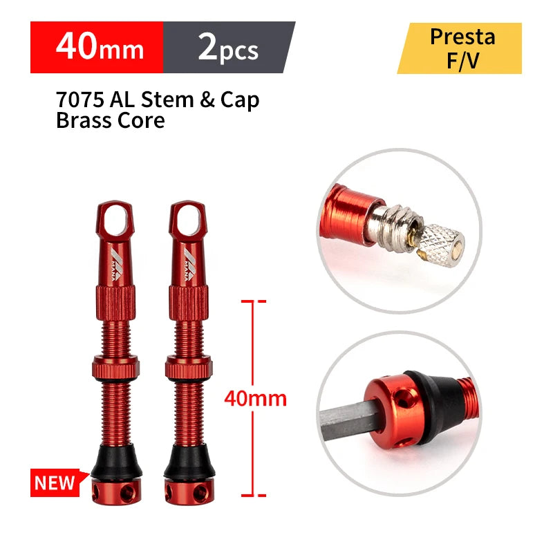 MANA 1Pair Bicycle Presta Valve 40/53/63/78/100mm 7075 Aluminum Alloy For Tubeless Road/MTB/Gravel Bike-ELITEWHEELS Valve