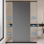 Magnetic Foldable Linen Bath Curtain Waterproof for Walk-In Shower - No Included Adjustable Rod