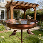 Rustproof Outdoor Vintage Bird Bath And Feeder Combo with 5 Claw Ground Plug Easy to Clean Metal Design Perfect Gift for Bird Lo