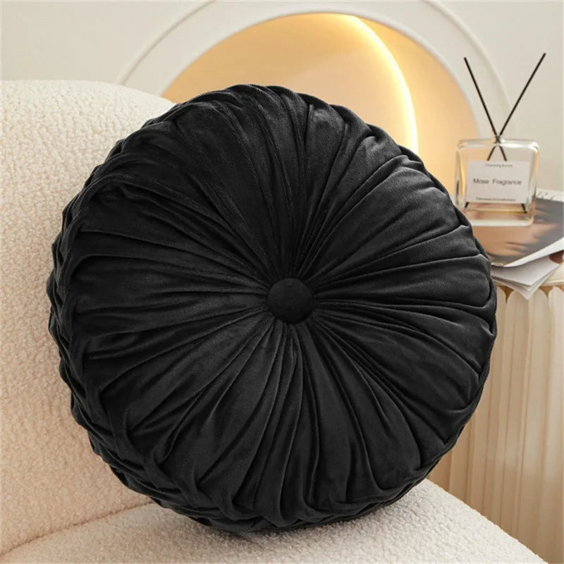 Throw Pillow Hand Sewn Pleated 3D Dutch Velvet Pumpkin Backrest Waist Lumbar Support Cushion Mat For Sofa Bed Floor Office Chair