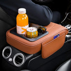 Center Console Armrest Cushion Multifunctional PU Leather Car Armrest Pillow with Cup Holder Height Increasing Part & Accessorie
