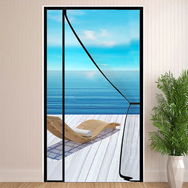 Magnetic Door Screen Mosquito Net Curtain Auto-Close Mesh, Black, Custom Size 100-105cm Wide