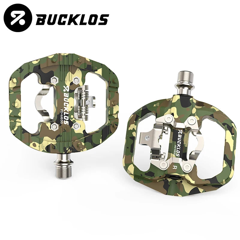 BUCKLOS Mountain Bicycle Pedals Sealed Bearing Dual Clipless Flat & Lock Pedal for Shimano SPD Nylon Bike Pedals Cycling Parts