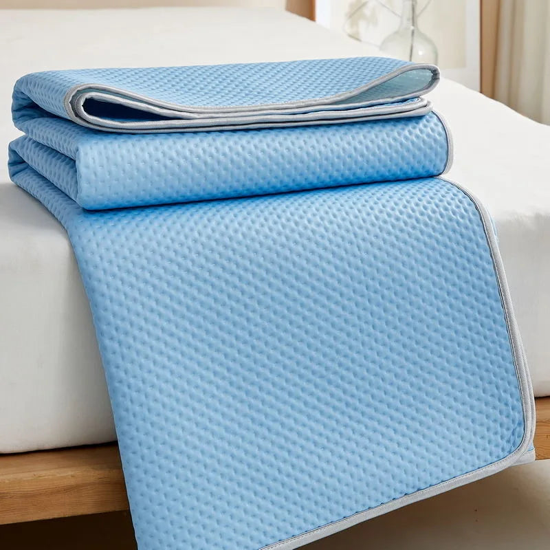 Ice silk cooling mattress pad breathable washable summer bed mat, blue/grey/pink, sizes 90-220x200cm