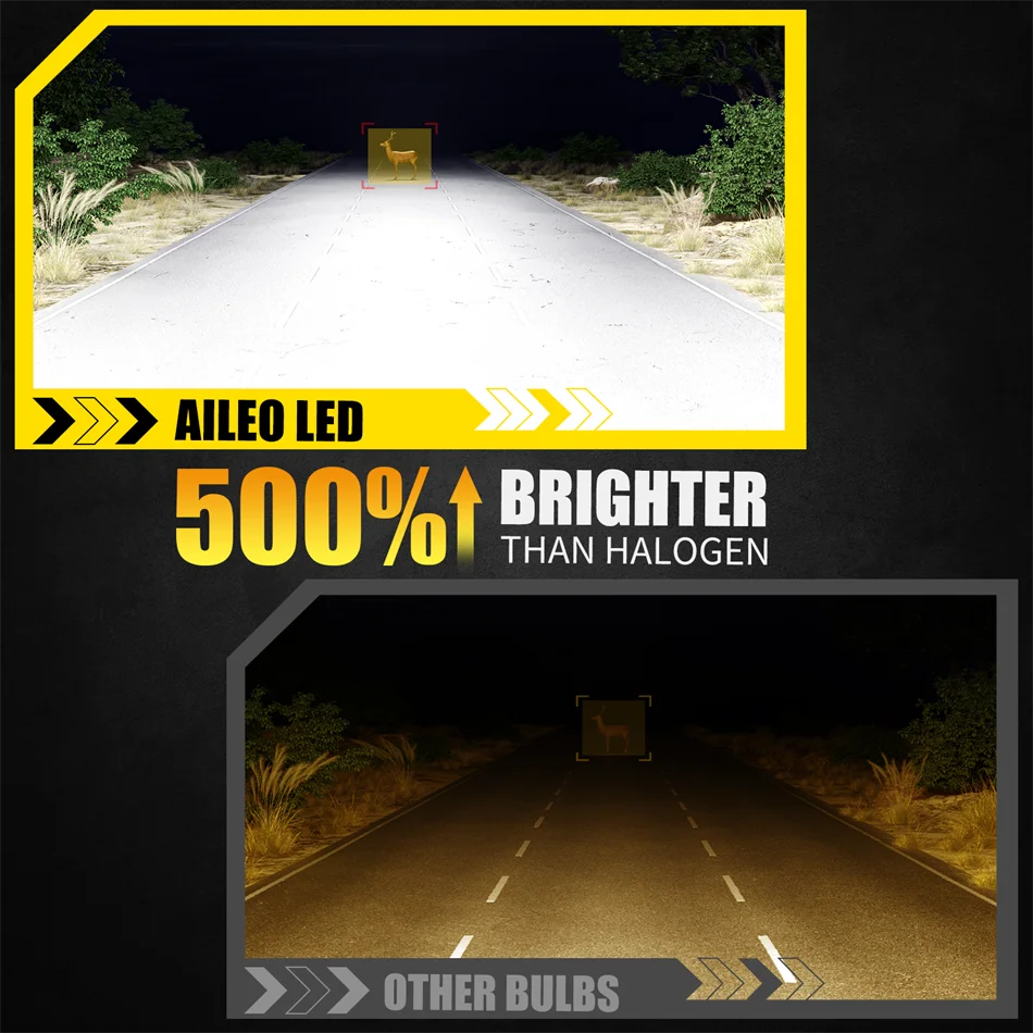 AILEO 2Pcs Led Lights 20000Lm 90W H7 High Quality CSP Headlight Bulb For Car 6500K White Day Running Automobile Lamp Plug&Play
