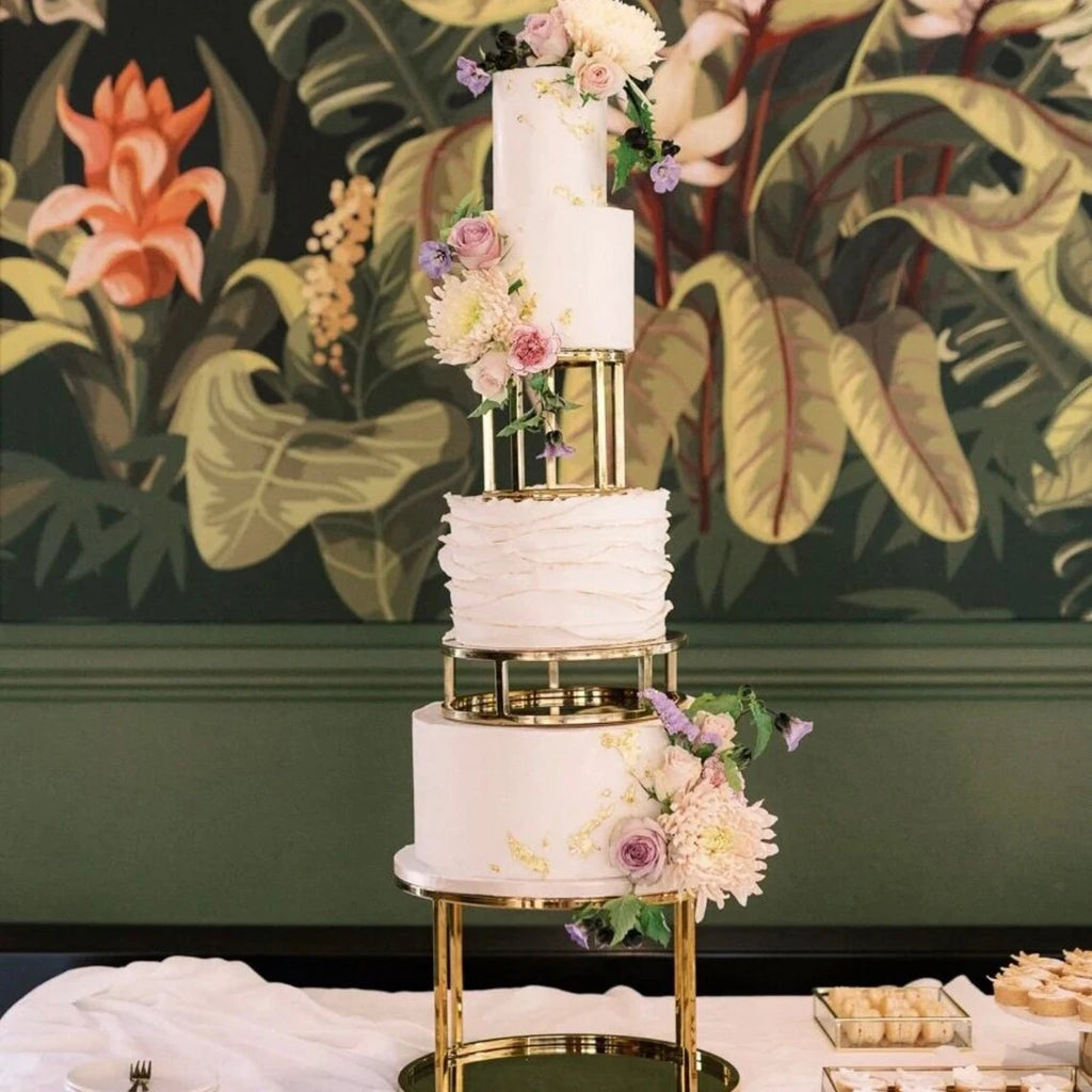 Gold Metal Cake Stand Set Round or Square Dessert Display Pedestal, 2pcs/3pcs or Single