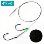 ZYZHE 1pc Fishing Stinger Rigs with 49 Strands Steel Wire Double Hooks For Freshwater Saltwater Fishing Live Bait Rigs