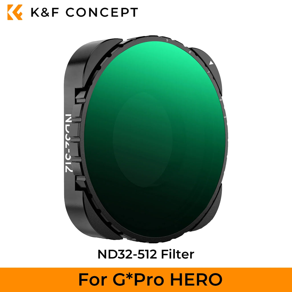 K&F CONCEPT ND2-32 32-512 CPL UV ND4 ND8 ND16 ND64 ND1000 Filter Kit for GoPro HERO 13 12 11 10 Black Action Camera Waterproof