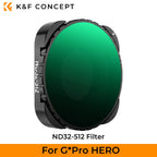K&F CONCEPT ND2-32 32-512 CPL UV ND4 ND8 ND16 ND64 ND1000 Filter Kit for GoPro HERO 13 12 11 10 Black Action Camera Waterproof