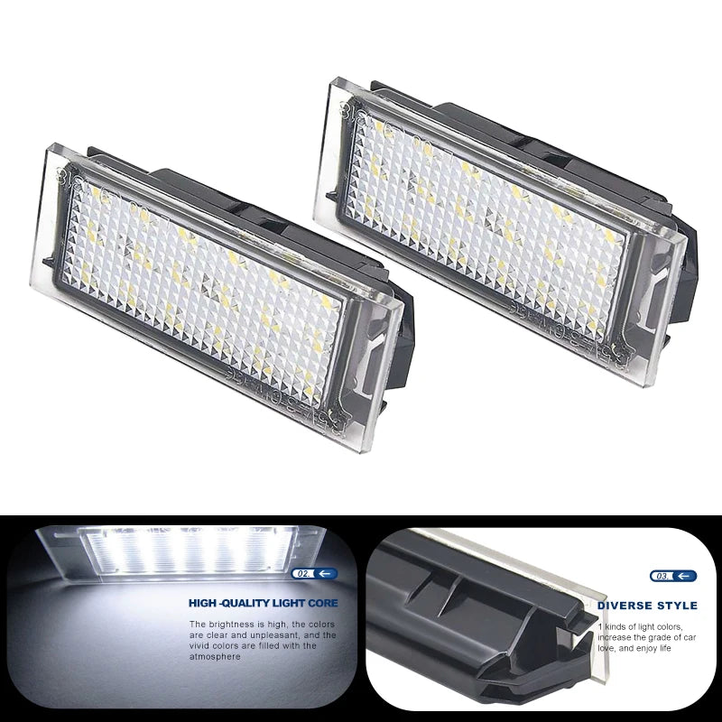 2Pcs Car LED License Number Plate Light White For Renault Trafic 3 (X84) 2014 2015 2016 2017 2018 2019 2020 Canbus Error Free
