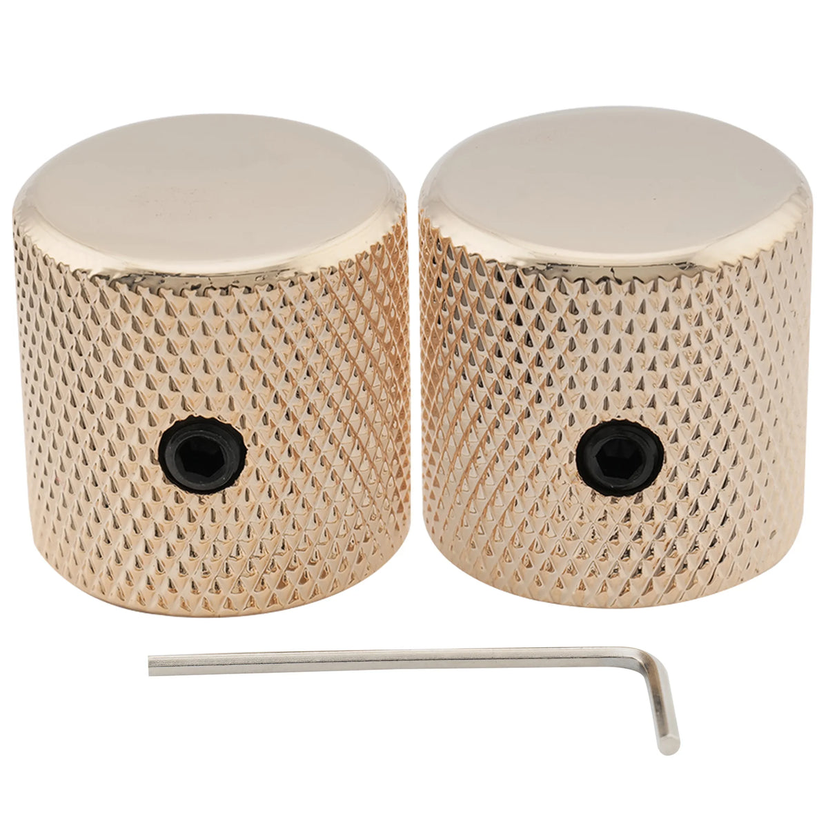 Musiclily Pro 1/4 Inch Steel Fine Knurled Flat Top Control Knobs with Set Screw for Electric Guitar Bass (Set of 2)