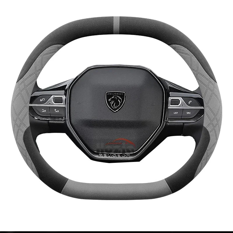 Suede Leather Car Steering Wheel Cover for Peugeot 508 308 SW E-208 208 E-408 408 GT 2021 2022 2023 2024 2025 Auto Accessories
