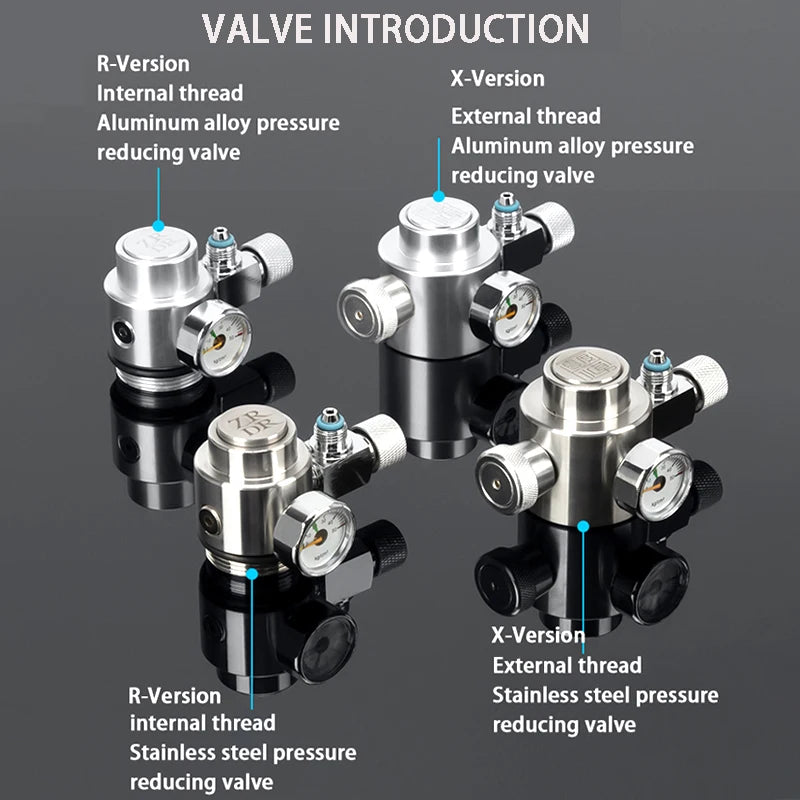 ZRDR Fish Tank CO2 Generator Steel Cylinder Single/Double Gauge Valve Electromagnetic Valve Fish Tank CO2 Generator Accessories