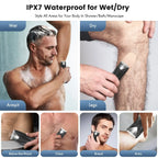 Body Hair Trimmer for Men with Ceramic Blade Wet Dry Mens Ball Trimmer with Standing Recharge Dock Groin Hair Trimmer for Men