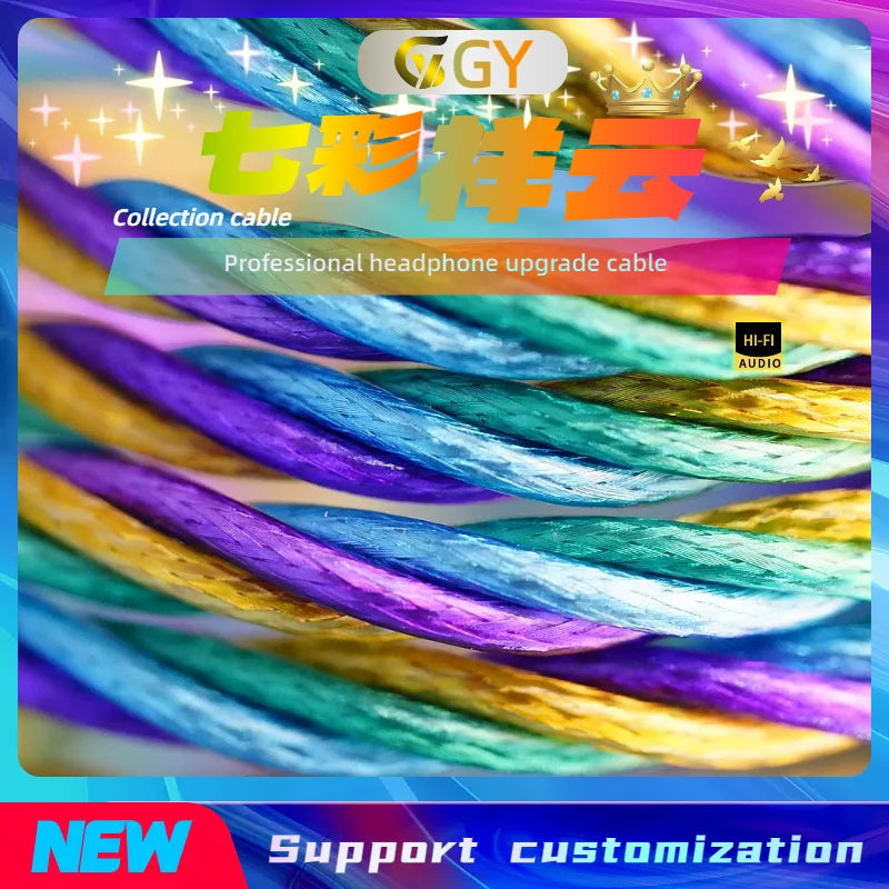 GY HiFi-306 Headphone Upgrade Cable - Colorful Auspiciou/with 2.5mm/3.5mm/4.4mm MMCX 0.78 2Pin HD650 , Suitable for MK4 Legacy 2