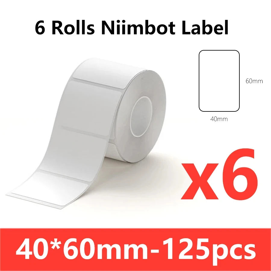 Niimbot  B1 White Sticker 3/5/10 Rolls Waterproof Paper Adhesive Label White Anti-Oil For B1 B21 Mini Thermal Printer Tape