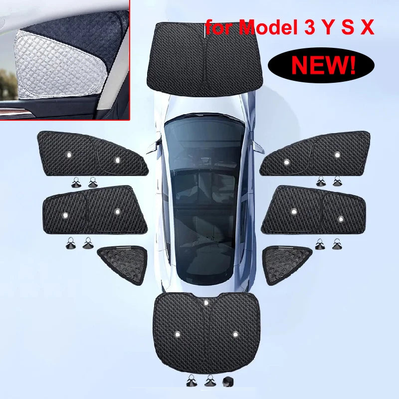 for Tesla Model 3 Y S X 2025-2020 26 Privacy Sunshade Side Window Sun Shades Front Rear Windshield Blind Shading Outdoor Camping
