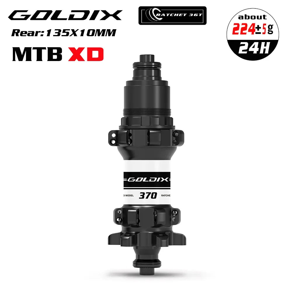 GOLDIX M370 Bicycle Hub 24H Sealed Bearing 6-bolt Disc Brake Straight Pull 24 Holes Ratchet 36T BOOST MTB Hub for Shimano SRAM