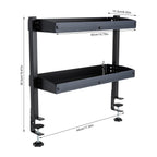 Clamp-on Desk Shelf, 2-Tier, Above or Under Table Corner Shelves Organizer, Black