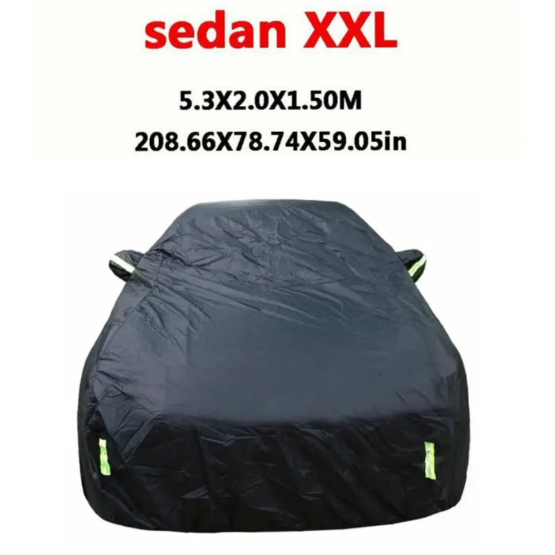 Universal full car cover waterproof UV sun rain snow protection, black, zipper, S-XXL