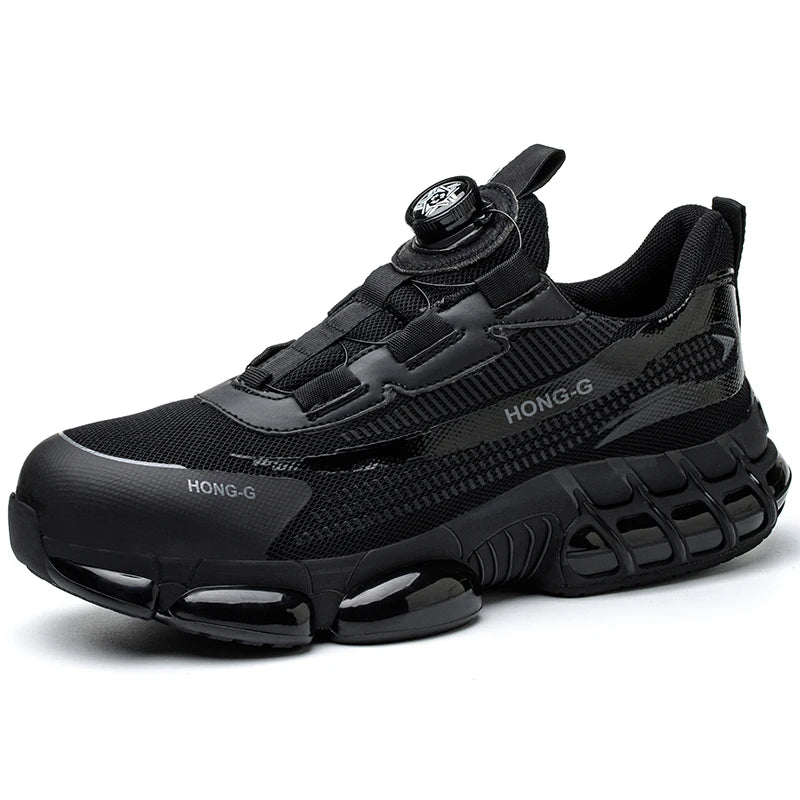 Rotating Button Safety Shoes Men Steel Toe Sneaker Air Cushion Work Shoes Man Puncture Proof Work Safety Boots Protective Shoes