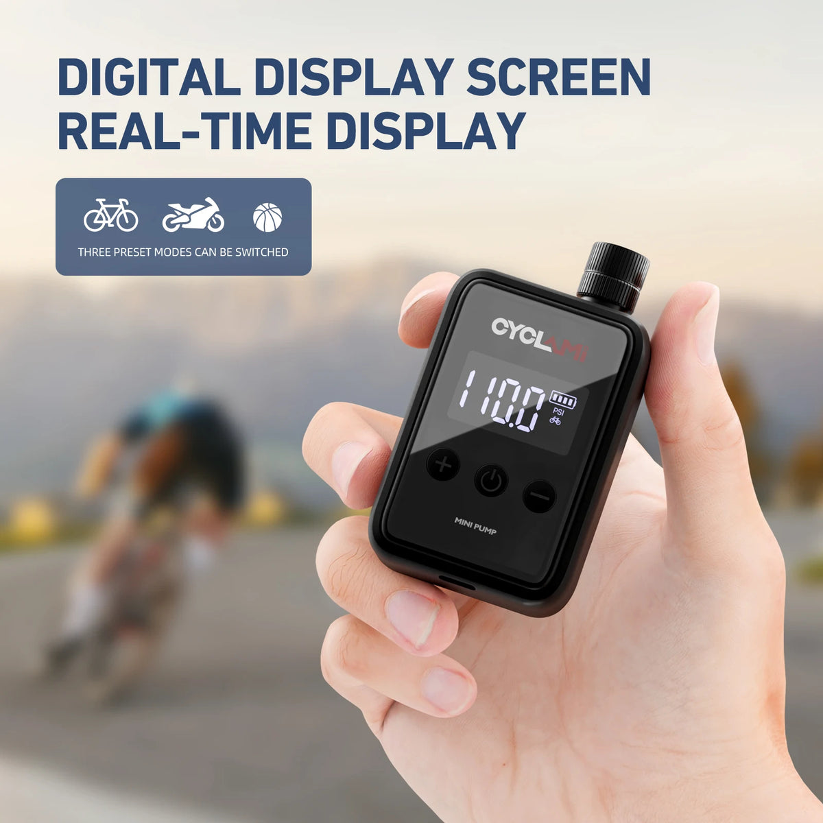 150 PSI Portable Pocket Bike Electric Air Pump Rechargeable Compressor Tire Inflator Digital Gauge Display Tire Pressure Gauge