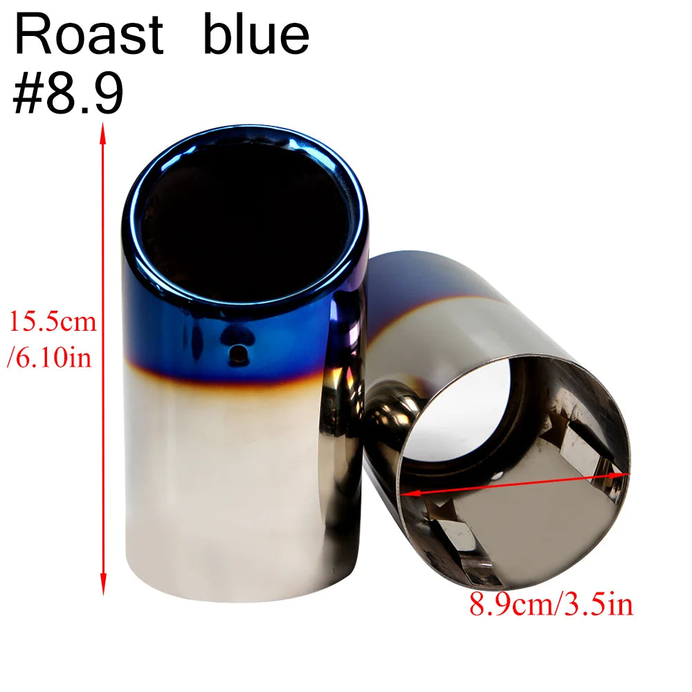 2pcs Stainless Steel Exhaust Muffler Tip Covers 7-9.5cm Black/Silver/Blue for Audi/VW