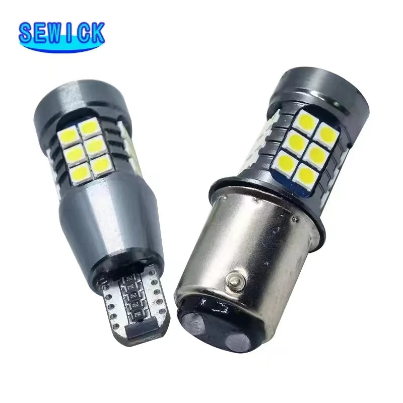 20Pcs Canbus Led T15 Ba15s 1156 3030 27SMD P21w Auto LED Bulb Reverse Brake light White Yellow Red 12v