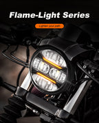 Motorcycle 5.75 Inch LED Headlight Projector Angel Eyes H4 5 3/4" Headlamp DRL Turn Signal For Harley Sportster Dyna Iron 883