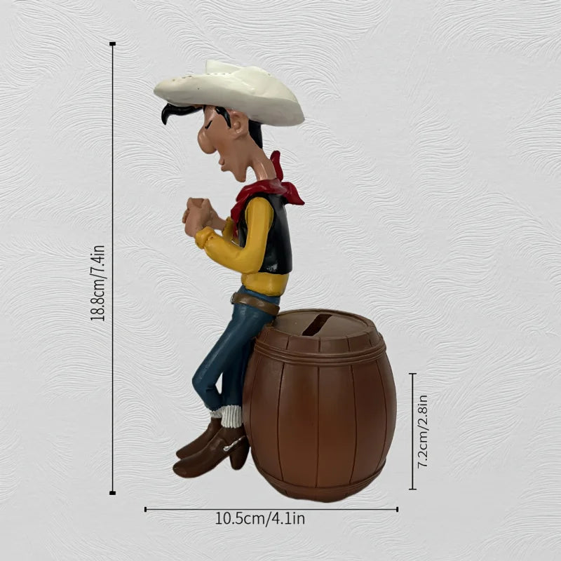 Creative Cowboy Figure Statue Ornament，Cowboy Style Money Box， Living Room、The perfect choice for TV cabinet office decoration