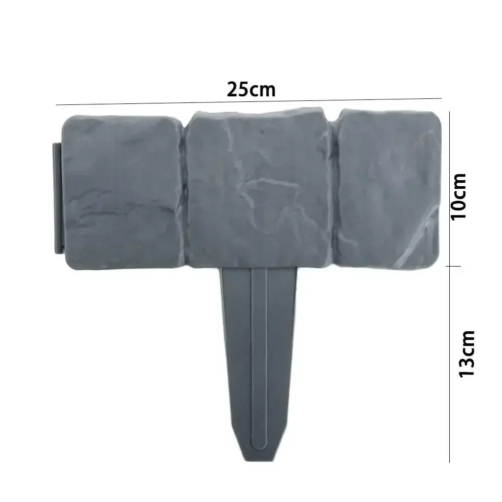 10pcs Plastic Folding Fence Imitation Stone Garden Barrier Outdoor Lawn Decoration Easy Assembly Durable Splicing Fence for Yard